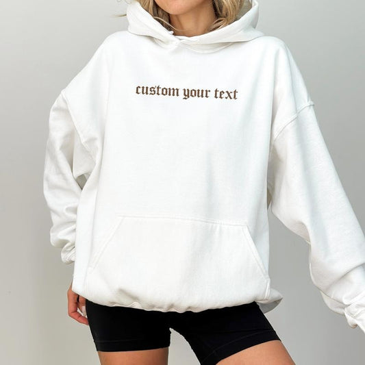 Custom Text Hoodie, Personalized Unisex Hoodies, Your Text Here Tops, Unisex Custom Made Pullover, Customized Gift Ideas for Girls, Holiday Womenswear