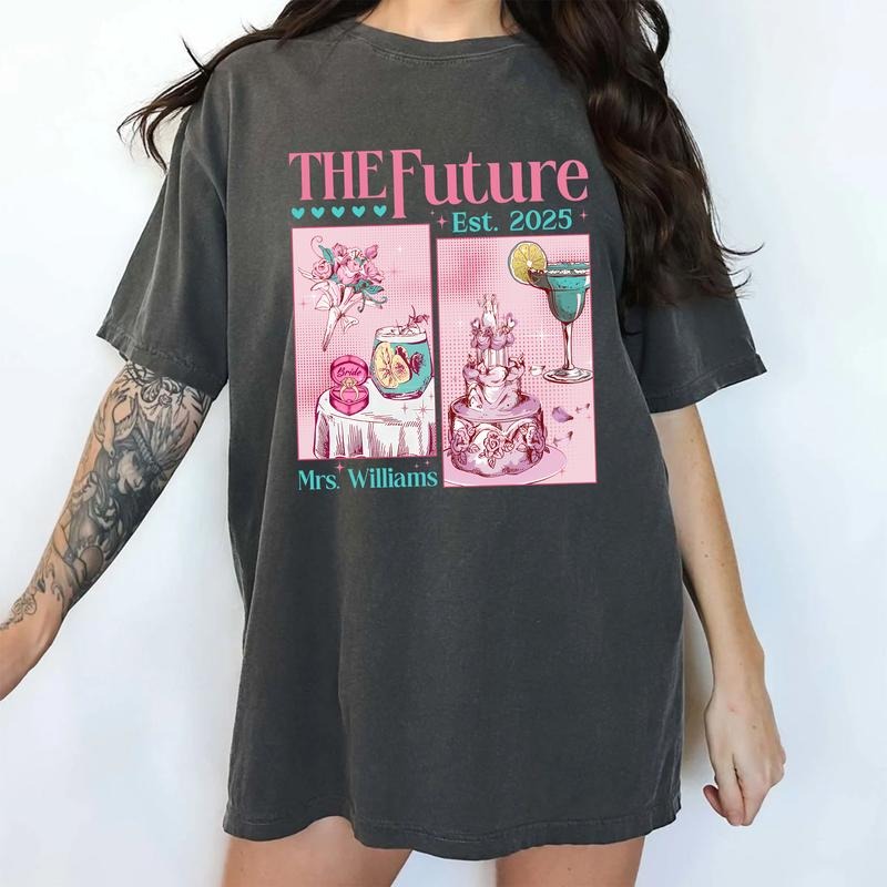Custom The Future Mrs Comfort Colors Shirt, Personalized Engagement Shirt, Bride to Be Graphic Tee, Custom Bride Gift, Engaged Gift For Her