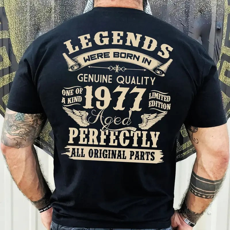 Custom Vintage Birthday Gift Shirt for Men - Legends Were Born in 1965- 1980 - Dad's 65th - 80th Birthday Gift Cotton Fabric Menswear Top Classic Sweatshirt