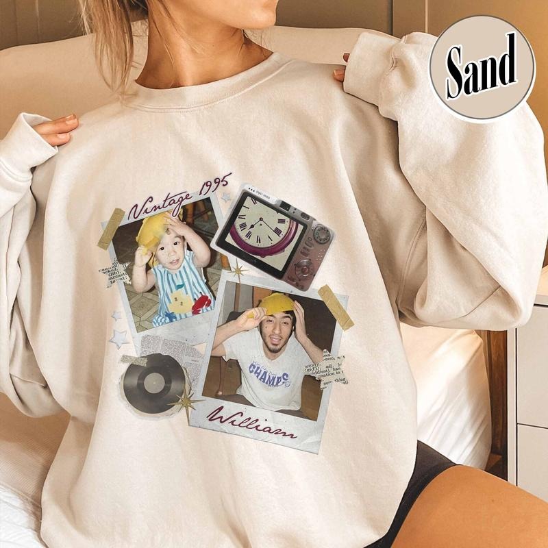 Custom Vintage Photo and Year, Custom Name Sweatshirt With Picture Personalized 30th Birthday Gift, 30th 40th Birthday Party, Vintage1995 Sweatshirt
