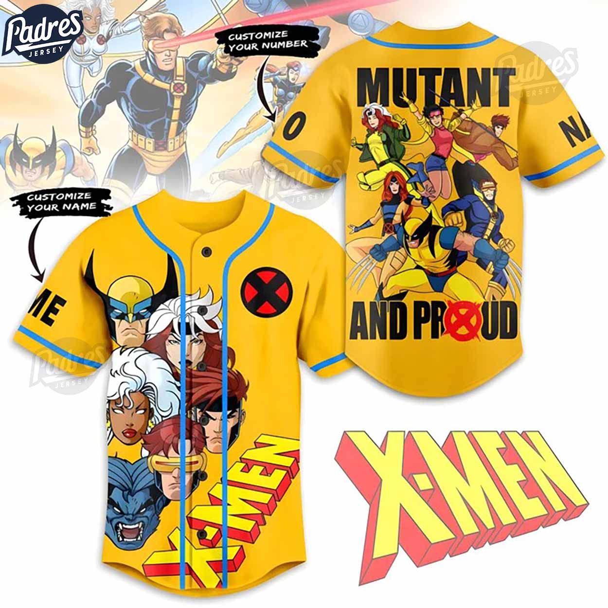 Custom X-men 97 Mutant Proud Retro Baseball Jersey - Padres Jersey Oasis: Elevate Your Baseball Style Game... (Image 1)