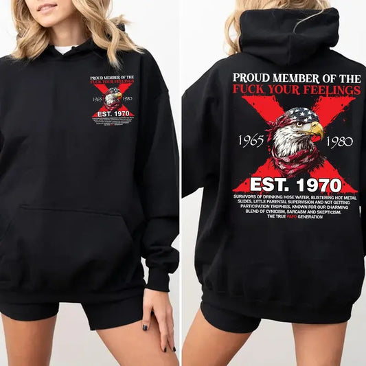Custom Year Generation X Eagle Hoodie New Version, Fafo Generation, Raised on Hose Water and Neglect, 100% Cotton, Two-Sided Design Shirt Unisex