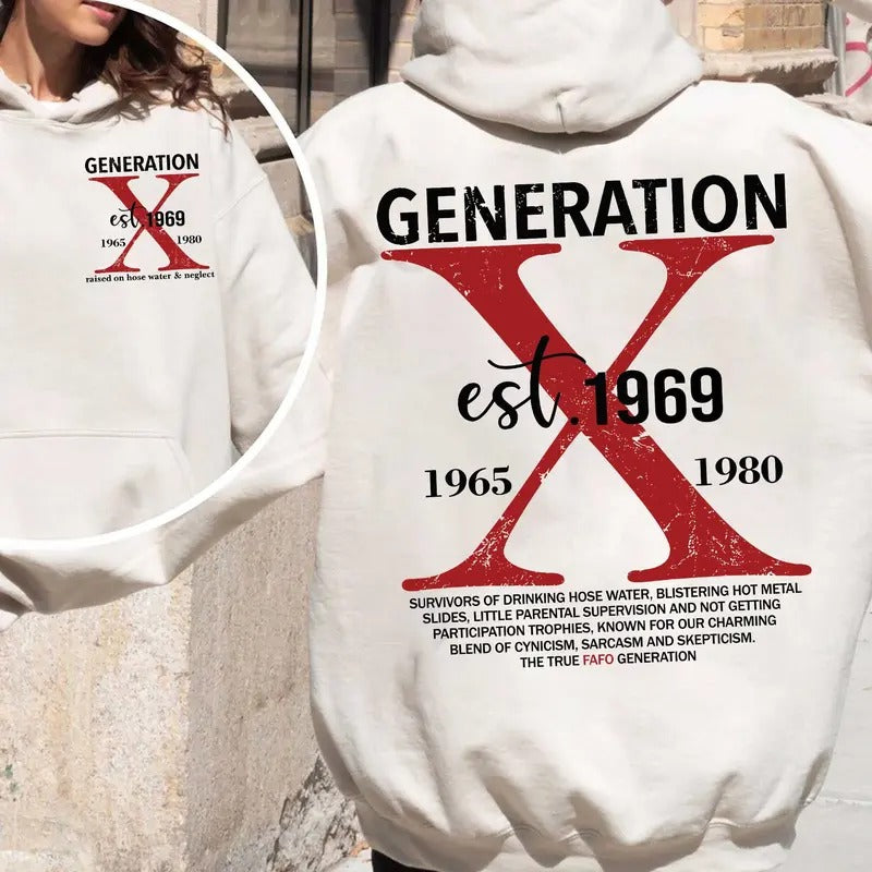 Custom Year Generation X Skull Hoodie New Version, FAFO Generation, Raised on Hose Water and Neglect, 100% Cotton,...