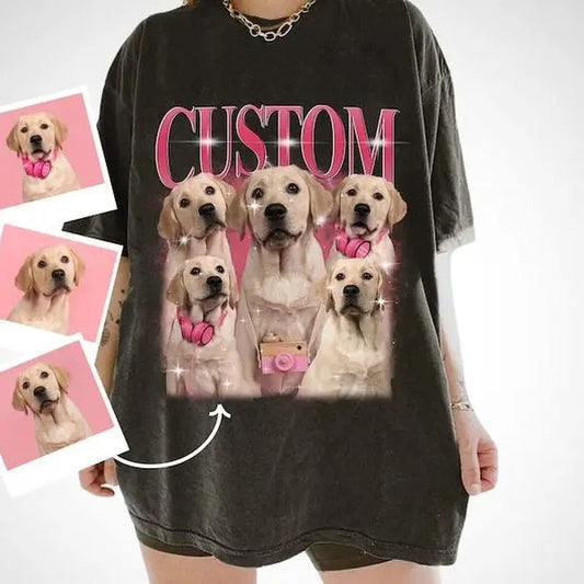 Custom Your Pet T-Shirt, Personalized Pet T-Shirt, Vintage Custom Dog Shirt, Custom Photo Shirt, Pet Photo Shirt, Ideal for Pet Lovers, HL135