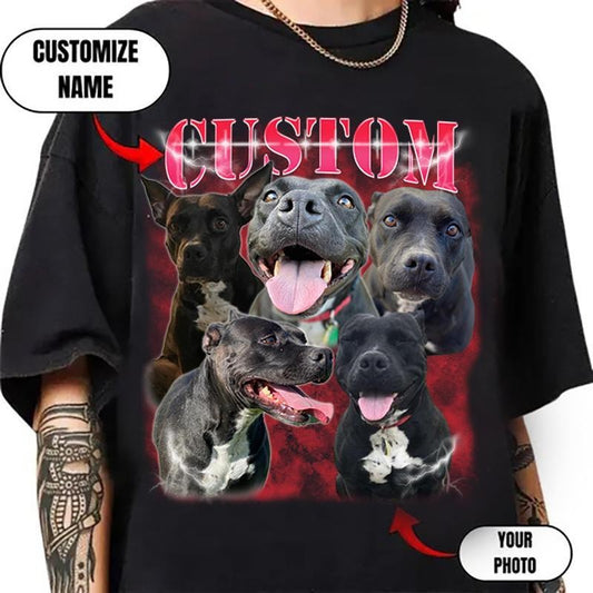 Custom Your Pet T-Shirt, Personalized Pet T-Shirt, Vintage Custom Dog Shirt, Custom Photo Shirt, Pet Photo Shirt, Ideal for Pet Lovers, HL1394
