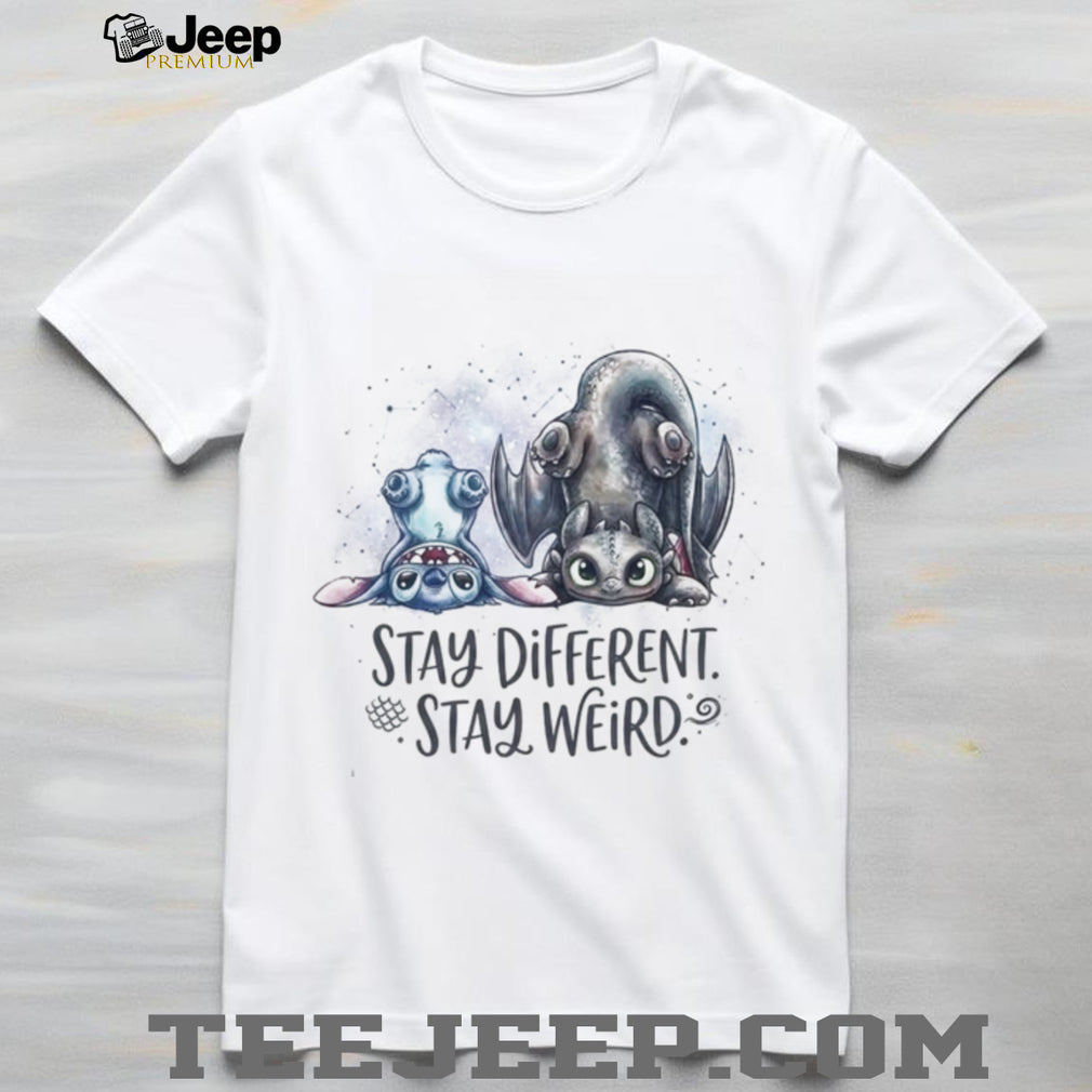 Cute Alien Dragon Cartoon Watercolor Stay Weird Space Shirt