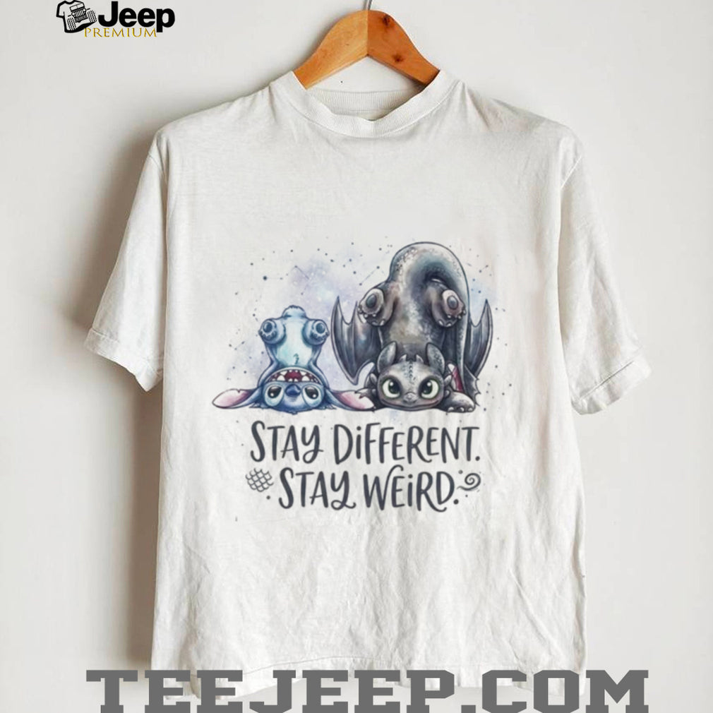 Cute Alien Dragon Cartoon Watercolor Stay Weird Space Shirt