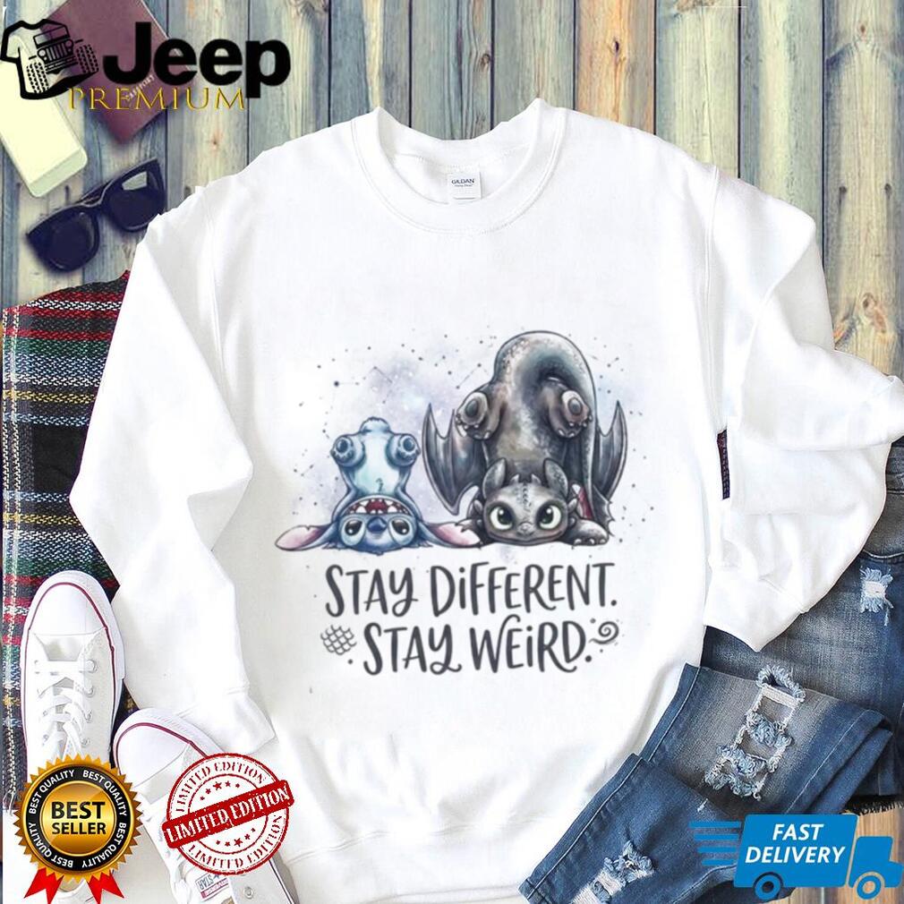 Cute Alien Dragon Cartoon Watercolor Stay Weird Space Shirt