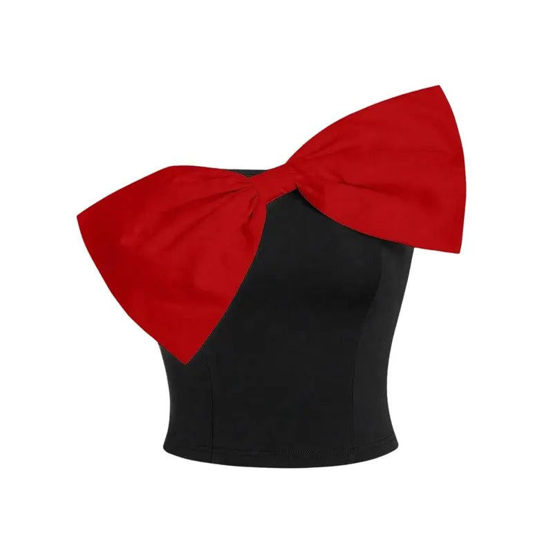 Cute Bow Tube Top  Going Out Cropped Tops Fashion Sleeveless Strapless Tops T-Shirts, Hoodie, Sweatshirt | WearSparks.com