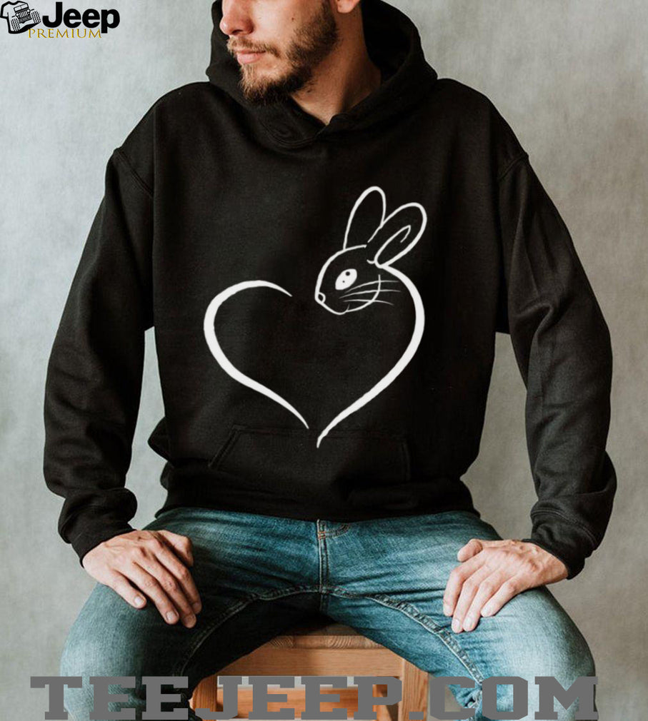 Cute Bunny Rabbit Heart Outline Minimalist Animal Shirt
