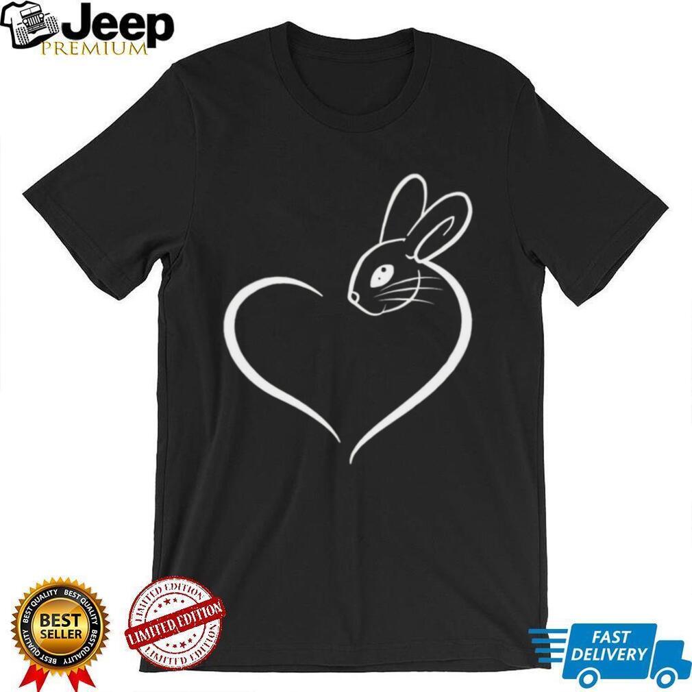 Cute Bunny Rabbit Heart Outline Minimalist Animal Shirt