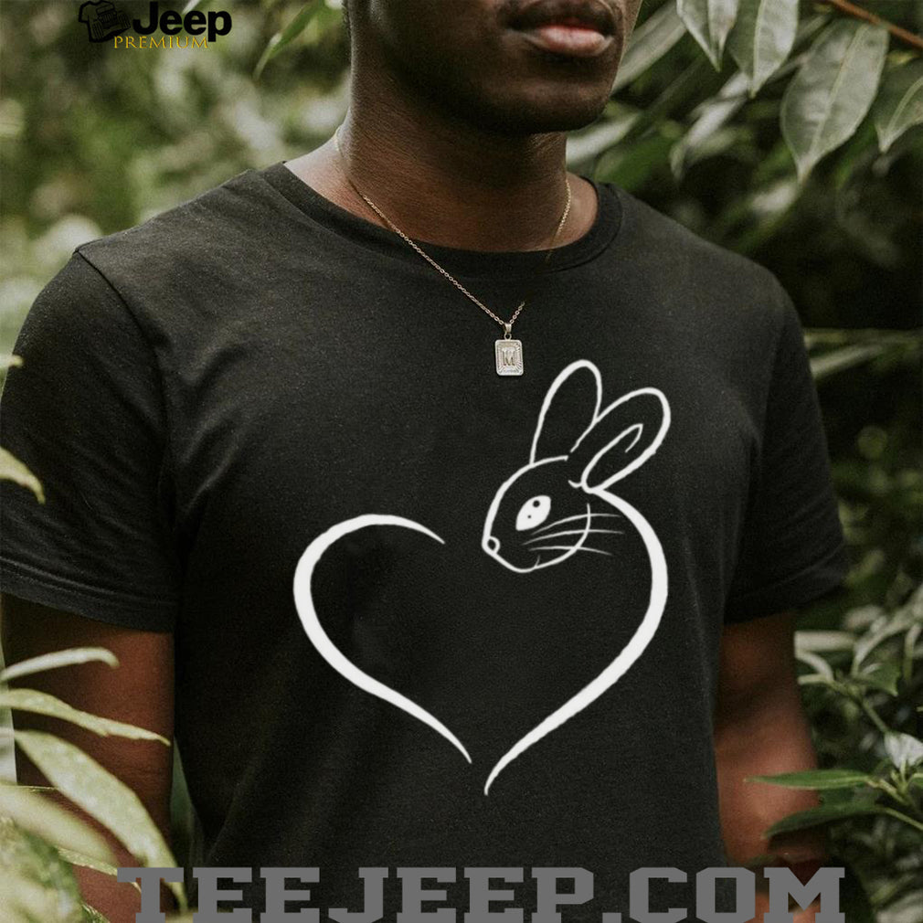 Cute Bunny Rabbit Heart Outline Minimalist Animal Shirt