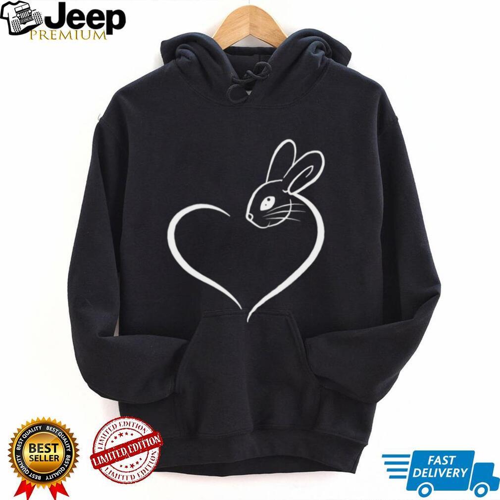 Cute Bunny Rabbit Heart Outline Minimalist Animal Shirt