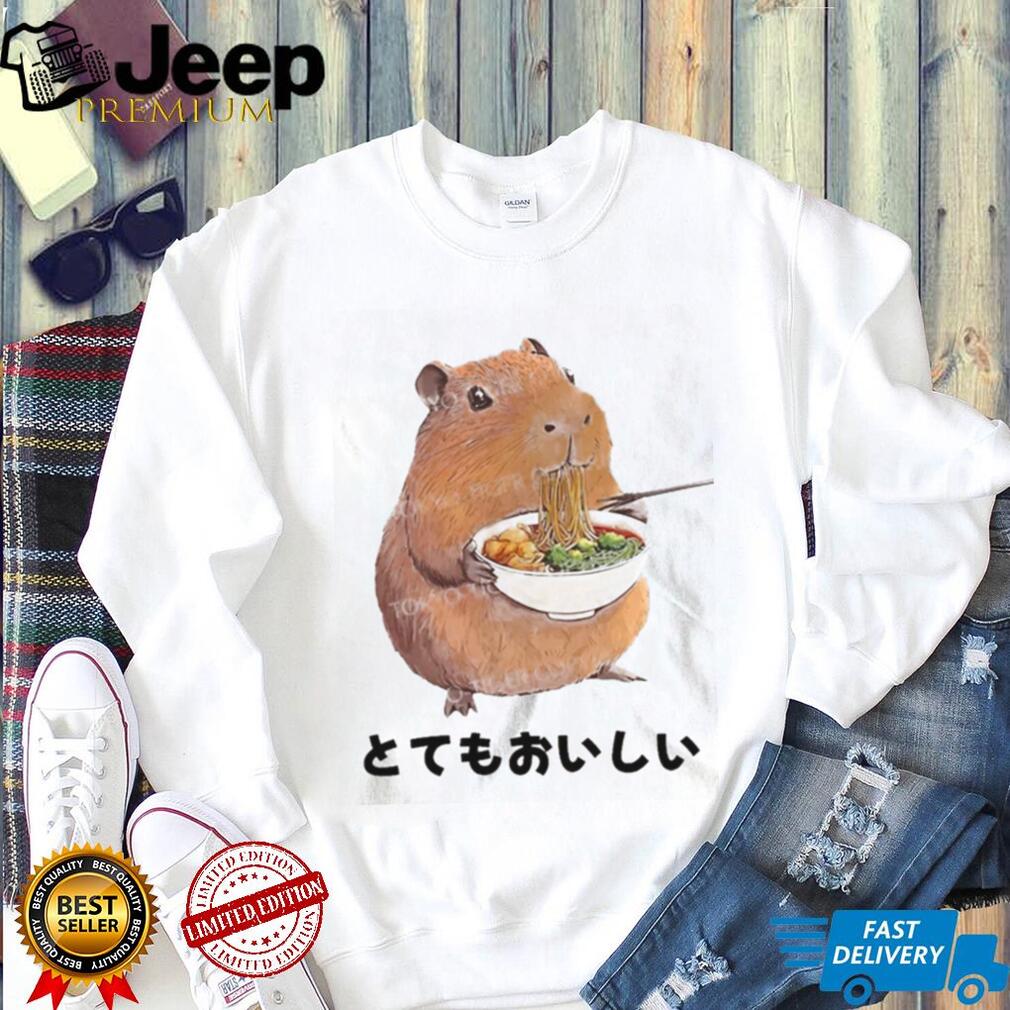 Cute Capybara Eating Ramen Japanese Style Graphic T Shirt