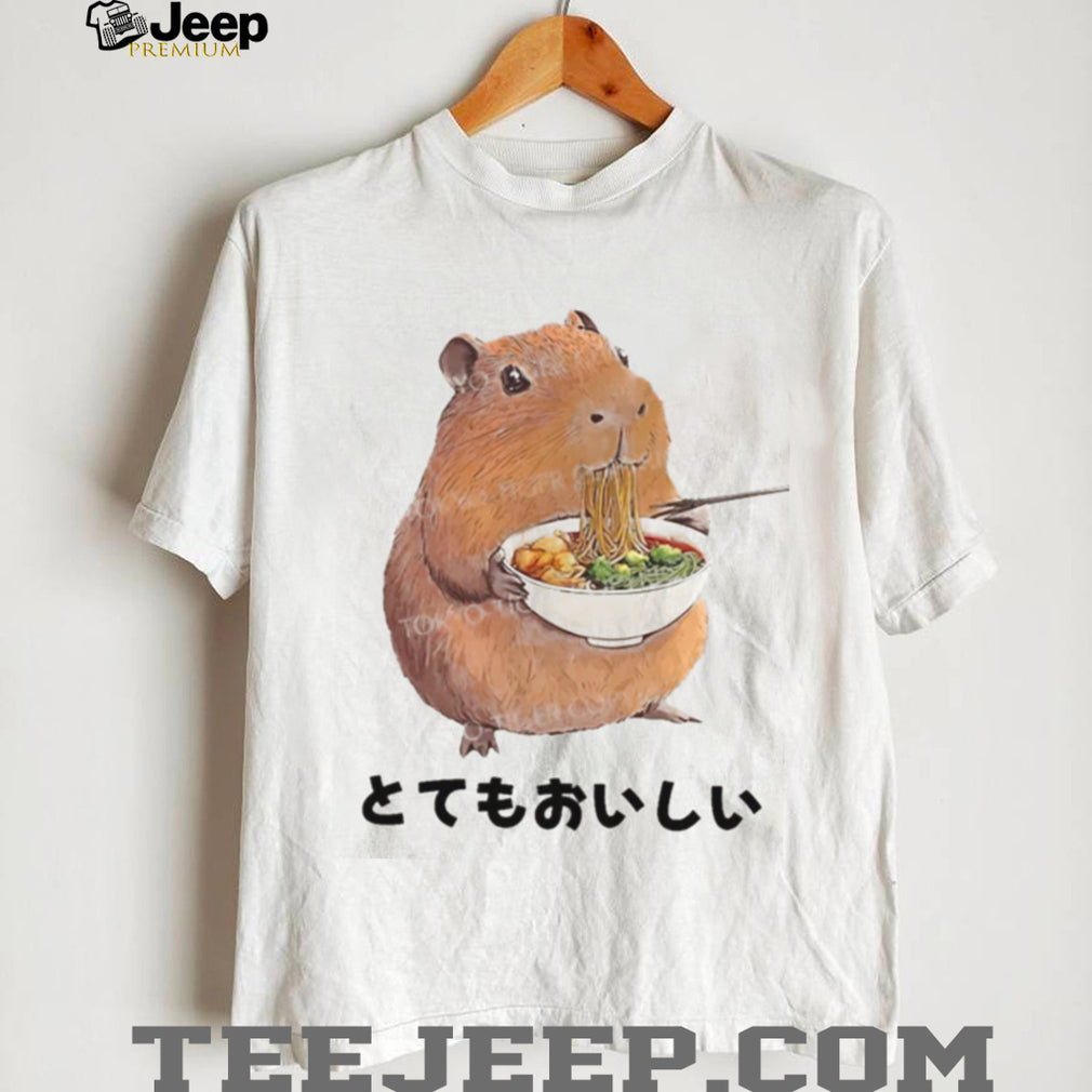 Cute Capybara Eating Ramen Japanese Style Graphic T Shirt