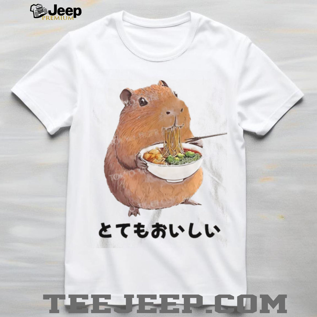 Cute Capybara Eating Ramen Japanese Style Graphic T Shirt