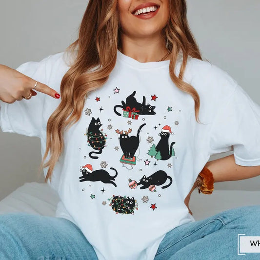 Cute Cat Christmas Sweatshirt, Cat Lover Gift For Christmas, Womens Christmas Sweatshirt, Holiday Sweatshirt, Cat Mom Shirt, Winter Shirt
