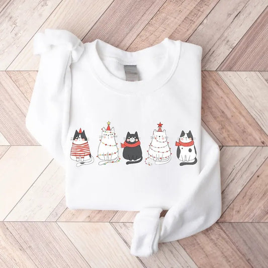 Cute Cat Christmas Sweatshirt, Cat Lover Gift For Christmas, Womens Christmas Sweatshirt, Holiday Sweatshirt, Cat Mommy Shirt, Winter Shirt