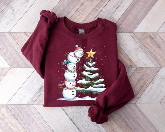 Cute Christmas Snowman Sweatshirt, Funny Christmas Snowman Shirt, Let it Snow Shirt, Watercolor Winter Shirt, Vintage Snowman Shirt