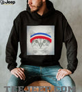 Cute Fitness Cat with Red White and Blue Sweatband Graphic T Shirt