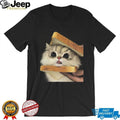 Cute Fluffy Cat Holding Bread Sandwich Meme Funny Graphic T Shirt