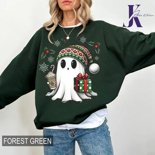 Cute Ghost Christmas Sweatshirt, Cute Ghost Comfort Colors Shirt, Christmas Gift Shirt, Cute Ghost Coffee Shirt