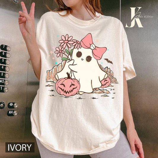 Cute Ghost Halloween Shirt, Cute Ghost Comfort Shirt, Bougie Ghost Shirt, Halloween Pumpkin Shirt, Halloween Crewneck, Ghost Tee, Spooky Season, Halloween Shirts For Women, Gift For Her, Halloween Women Top