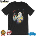 Cute Ghost Holding Christmas Lights Holiday Aesthetic T Shirt
