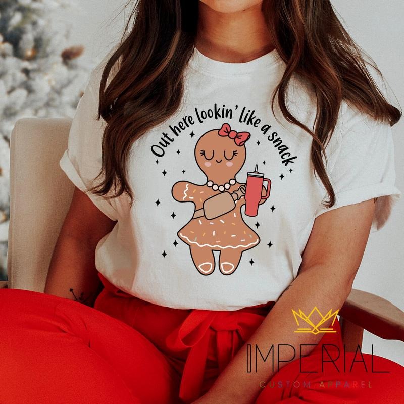 Cute Gingerbread Christmas T-Shirt, Premium Cotton , 2023 Holiday Tee , Christmas Festive tee