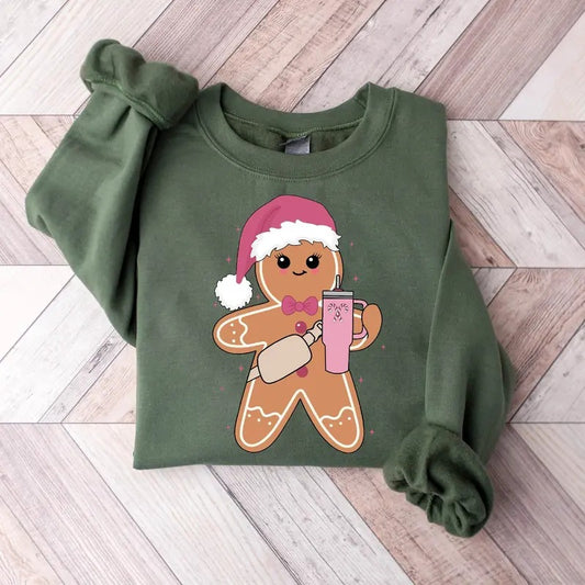 Cute Gingerbread Cookie Sweatshirt, Christmas Cookies Shirt, Holiday Sweater, Womens Holiday Sweatshirt, Christmas Shirt, Winter Shirt Cotton Crewneck
