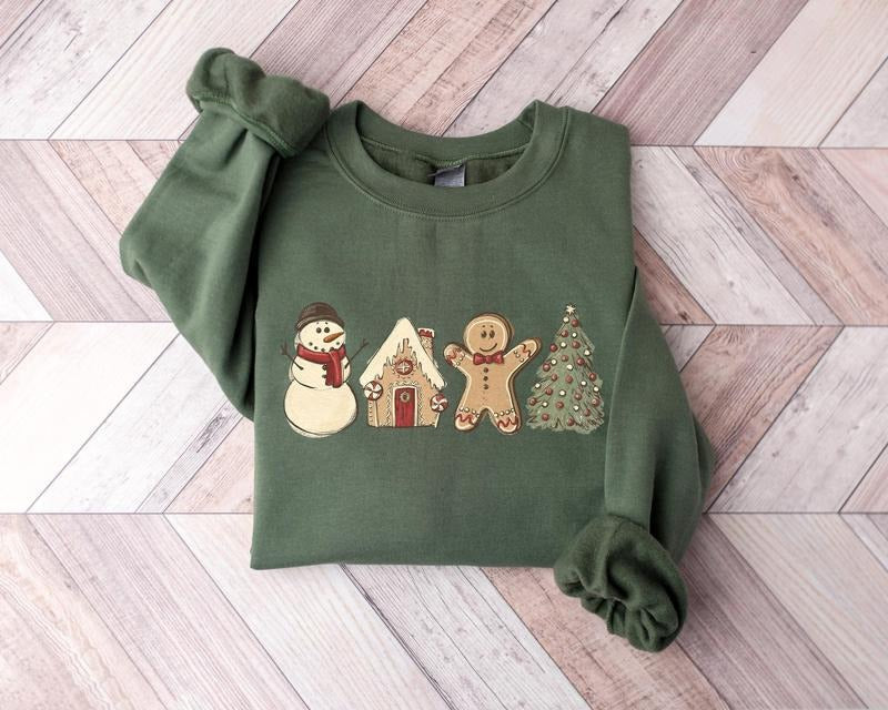 Cute Gingerbread Cookies Christmas Sweatshirt, Gingerbread Christmas Sweater, Womens Christmas Sweatshirt, Merry Christmas, Cute Christmas Cookies Shirt, Winter Holiday Shirt, Xmas Tee, Christmas Gift Shirt