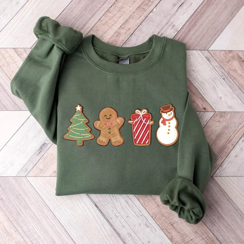 Cute Gingerbread Cookies Sweatshirt, Christmas Gingerbread Cookies Sweatshirt, Womens Christmas Sweatshirt, Merry Christmas, Cute Christmas Cookies Sweatshirt, Xmas Holiday Shirt, Winter Sweatshirt, Xmas Christmas Gift Shirt