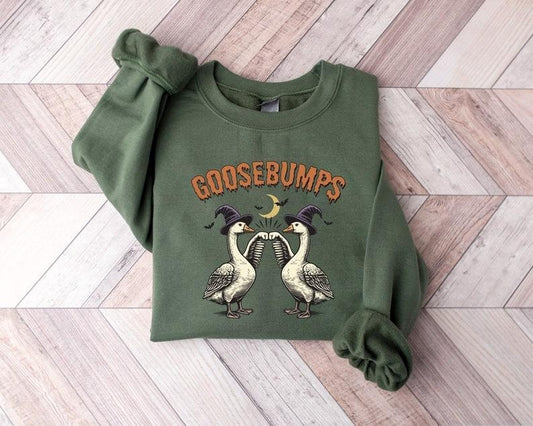 Cute Goose Bumps Halloween Sweater, Funny Goose Witches Halloween Girly Hoodie, Funny Goose Bumps Shirt, Trendy Women Halloween Gift