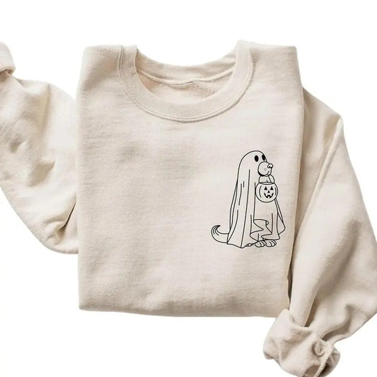 Cute Halloween Dog Sweatshirt, Ghost Dog Shirt, Happy Halloween 2024, Halloween Dog Lovers Tshirt, Halloween Gifts Hoodie