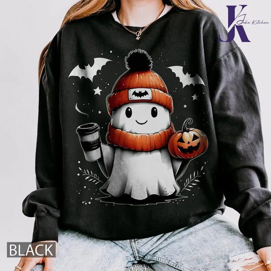 Cute Halloween ghost shirt, Ghost Comfort Colors Shirt, coffee ghost Halloween tee, Spooky Season Shirt, Pumpkin Halloween Fall Sweater ,Halloween sweatshirt, oversized Halloween shirt, Cute Fall Shirt
