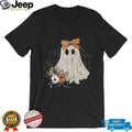 Cute Lace Ghost With Bow And Fall Floral Bouquet Halloween T Shirt