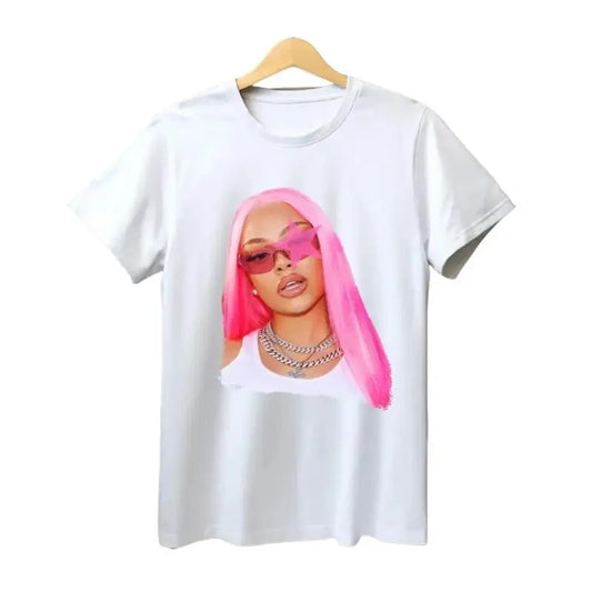 Cute Latto Pink Star Graphic Unisex Heavy Cotton Tee - Fabric