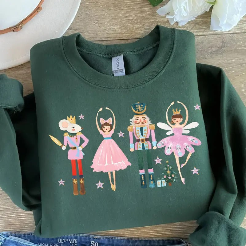 Cute Nutcracker Christmas Sweatshirt, Nutcracker Tshirt, Cute Holiday Gift, Womens Christmas Trendy Nutcracker, Christmas Gift Crewneck Cotton