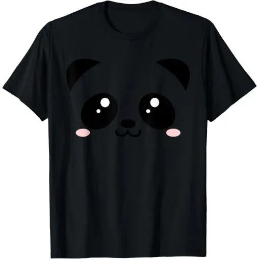 Cute Panda Bear - Black & White Kawaii cartoon animal face T-Shirt Made in USA
