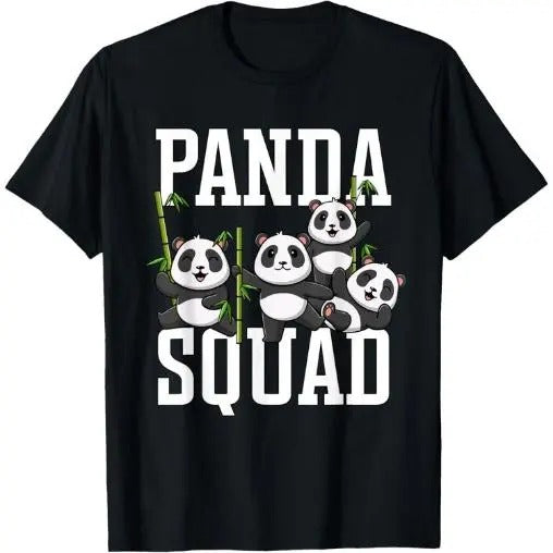 Cute Panda Family Graphic Panda Squad T-Shirt Made in USA