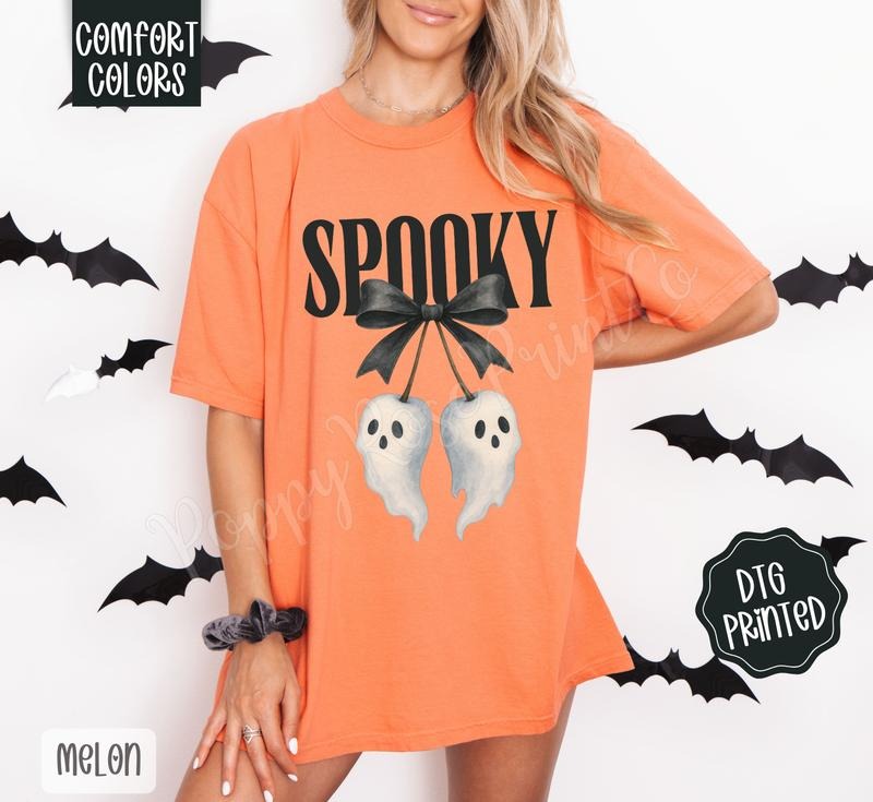 Cute Spooky Ghost Shirt Comfort Colors, Trendy Halloween Tshirt
