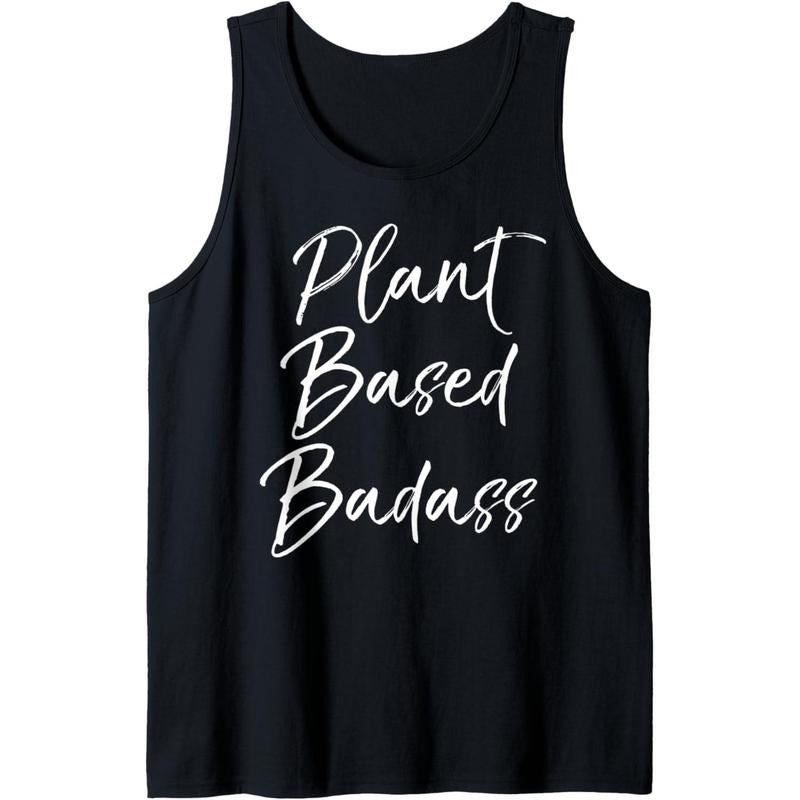 Cute Vegan Workout Gear for Women Funny Plant Based Badass Tank Top MADE IN USA