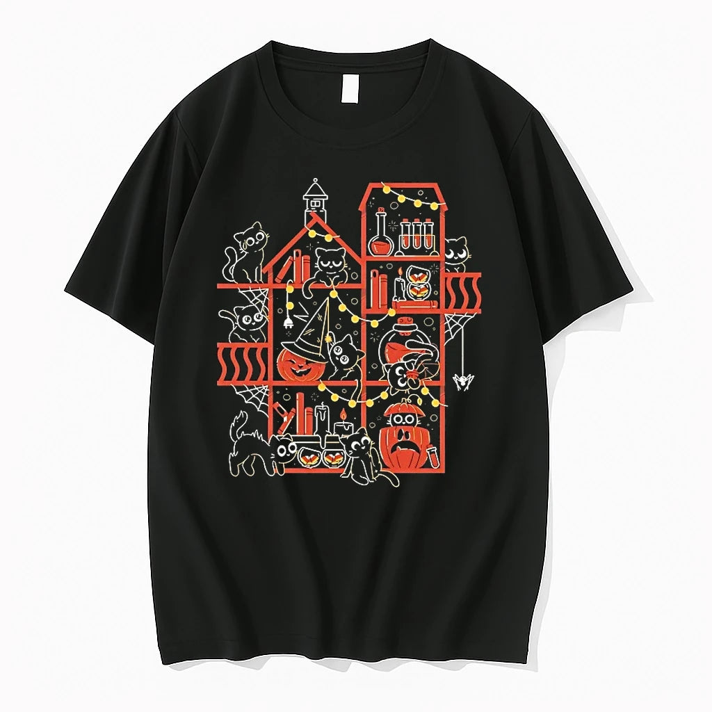 Cute Cats In A Haunted House For Halloween Tshirts Sweater