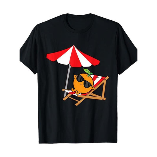 Cute relaxing orange fruit 100% cotton T-shirt Made in USA