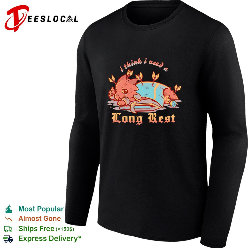 Cute warrior cat lying with arrows long rest DnD shirt