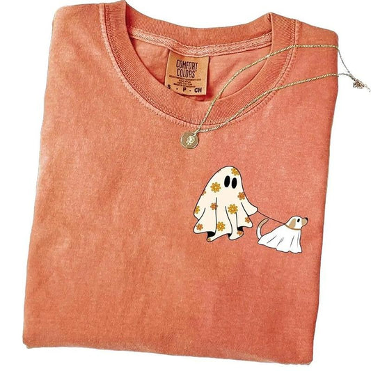 Сute Ghost Dog Shirt, Dog Lovers Halloween Gift, Halloween Dog Tshirt, Spooky Season, Womens Halloween Comfort Colors Shirt, Fall Graphic Tee