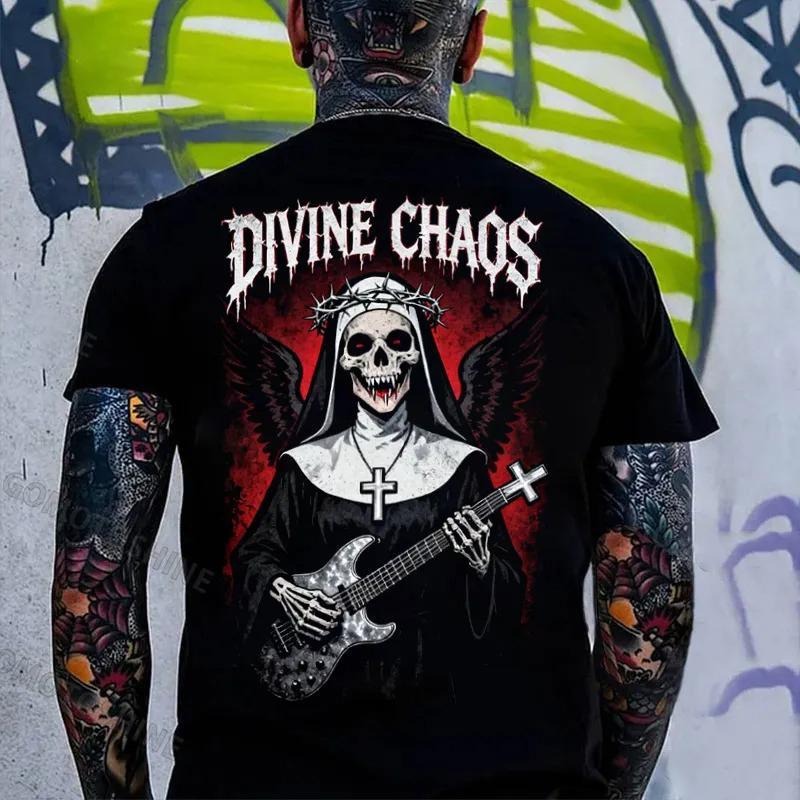 DIVINE CHAOS Skeleton Nun Print Men's T-shirt Hoodie, Sweatshirt | WearSparks.com