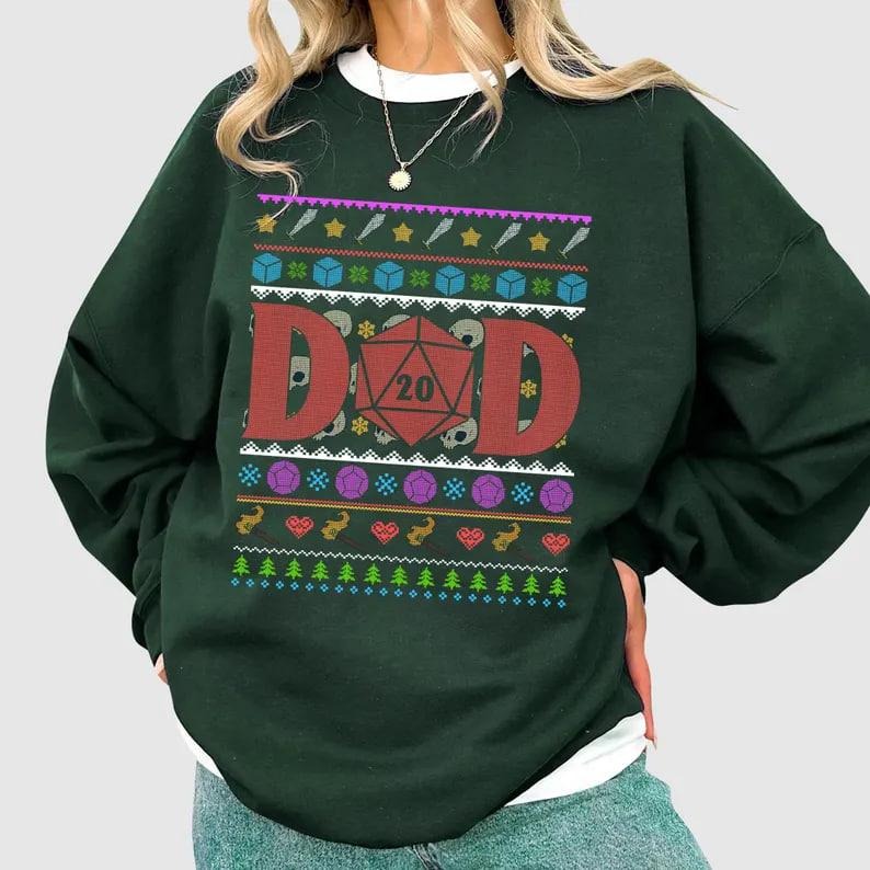 DND CHRISTMAS SWEATSHIRT, Dnd christmas sweater, Christmas dice, D&d Christmas Sweatshirt, Christmas D20 Sweatshirt,...