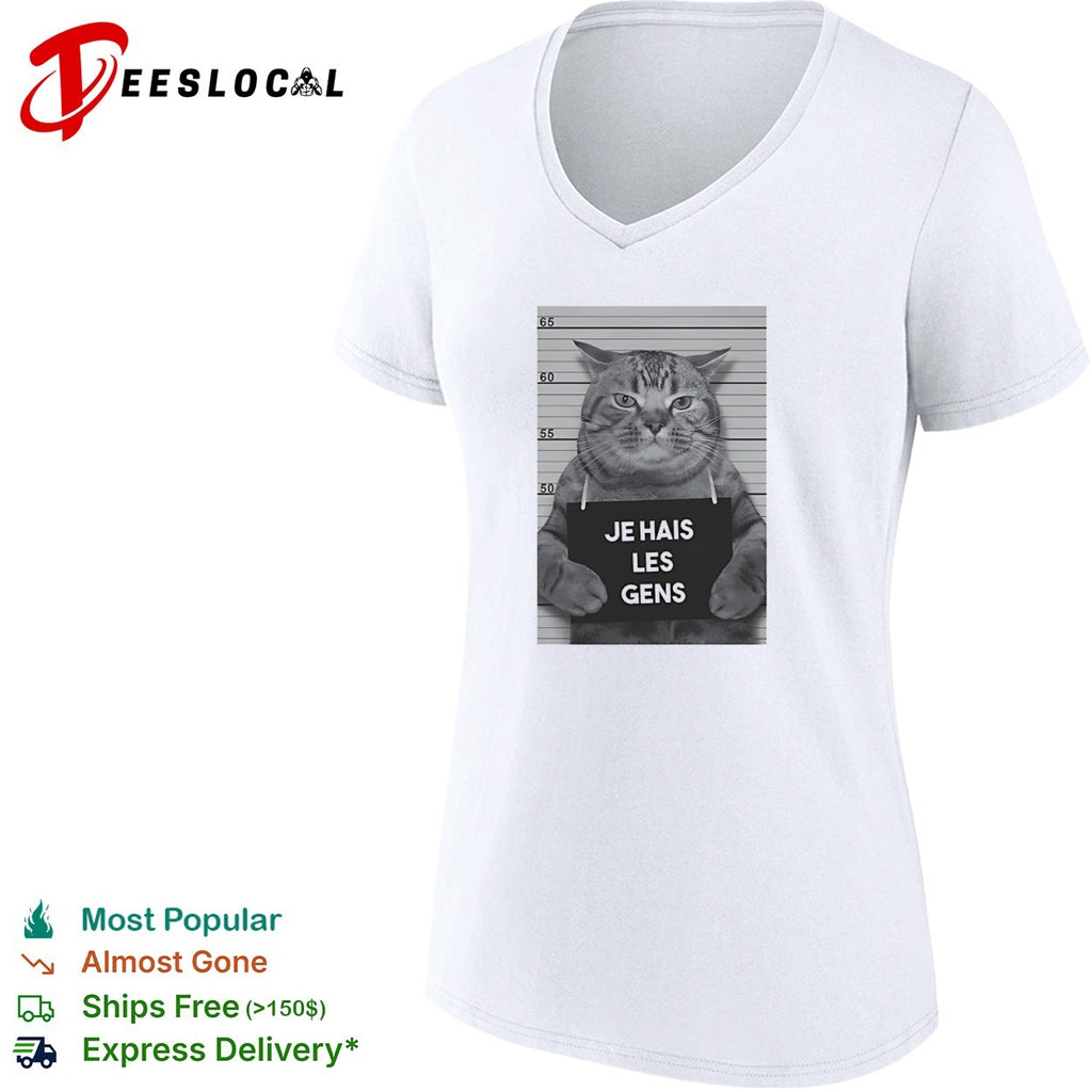 Je Hais Les Gens Mugshot Cat French shirt