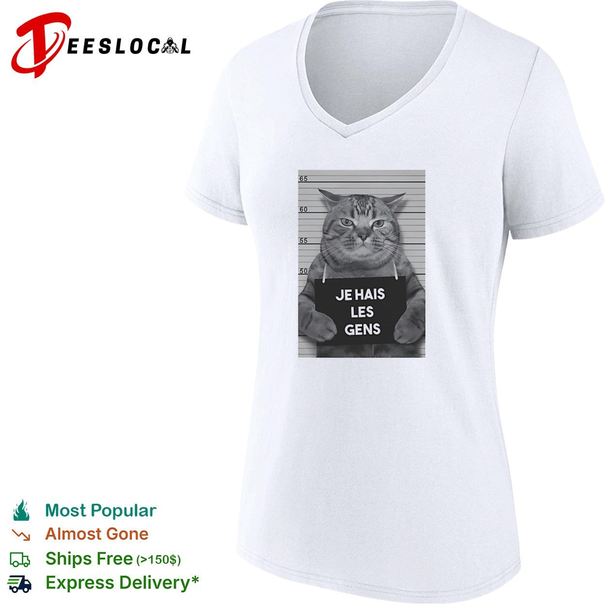 Je Hais Les Gens Mugshot Cat French shirt